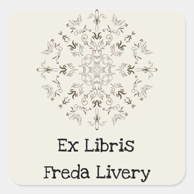 Pegatina Cuadrada Vintage Swirls Flourish Classic (Anverso)