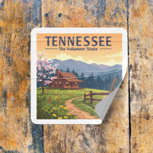 Pegatina Cuadrada Vintage Tennessee