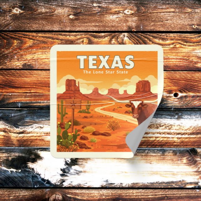 Pegatina Cuadrada Vintage Texas (Subido por el creador)