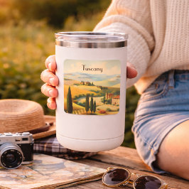 Pegatina Cuadrada Vintage Tuscany Italy Countryside Landscape