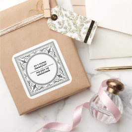 Pegatina Cuadrada Vintage Western Cowboy Country Wedding Favor