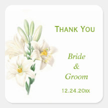 Vintage white lily flowers boda favor gracias