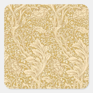 Pegatina Cuadrada Vintage William Morris Arcadia Oro Seamless