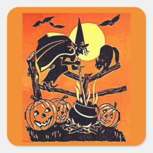 Pegatina Cuadrada Vintage Witch Pegatinas