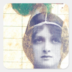 Pegatina Cuadrada Vintage Woman