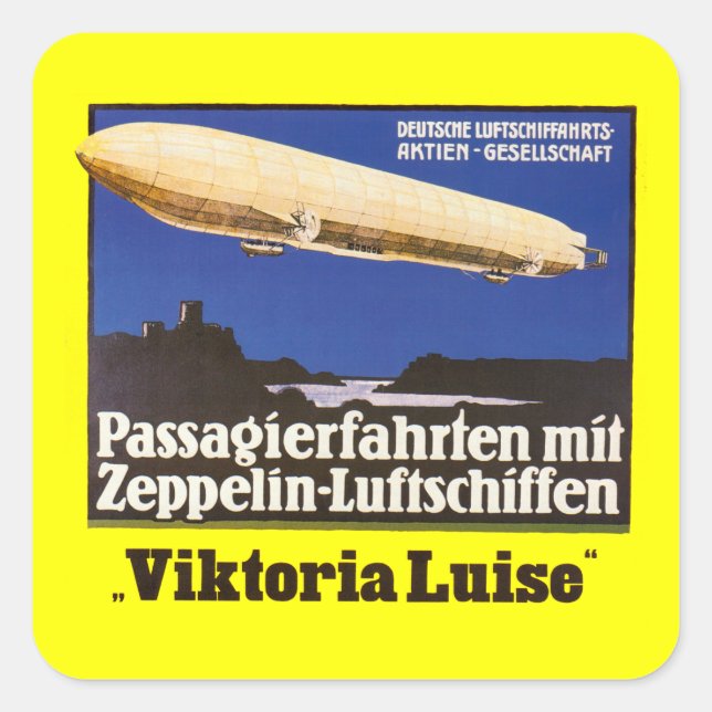 Pegatina Cuadrada Vintage Zeppelin Viktoria Luise (Anverso)