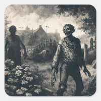 Vintage Zombie Etching Horror Spooki Undead