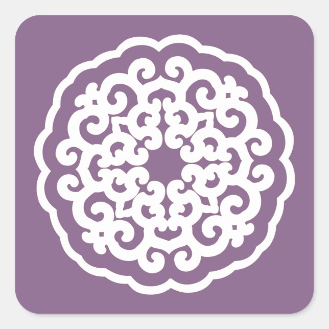Pegatina Cuadrada Violet Asian Moods Mandalla (Anverso)