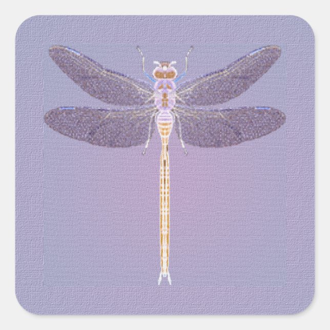 Pegatina Cuadrada Violet Dragonfly (Anverso)