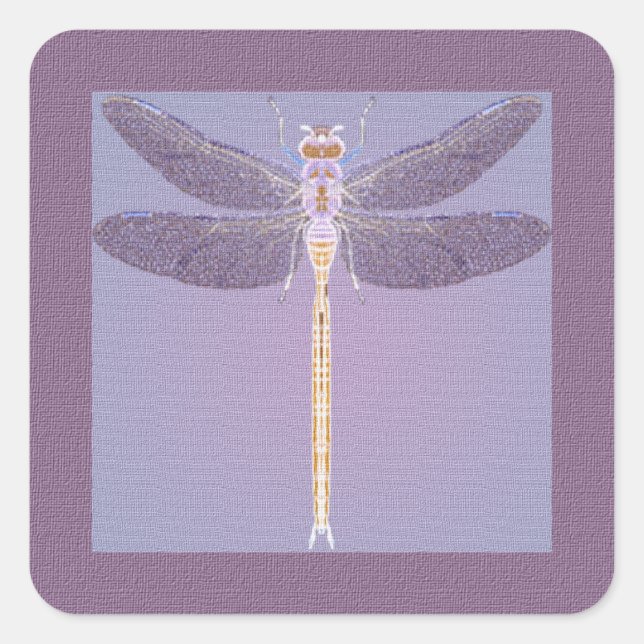 Pegatina Cuadrada Violet Dragonfly (Anverso)