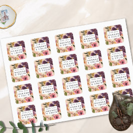 Pegatina Cuadrada Violet Meadows floral otoño moderno