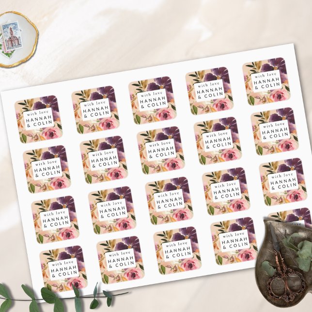 Pegatina Cuadrada Violet Meadows floral otoño moderno (Subido por el creador)