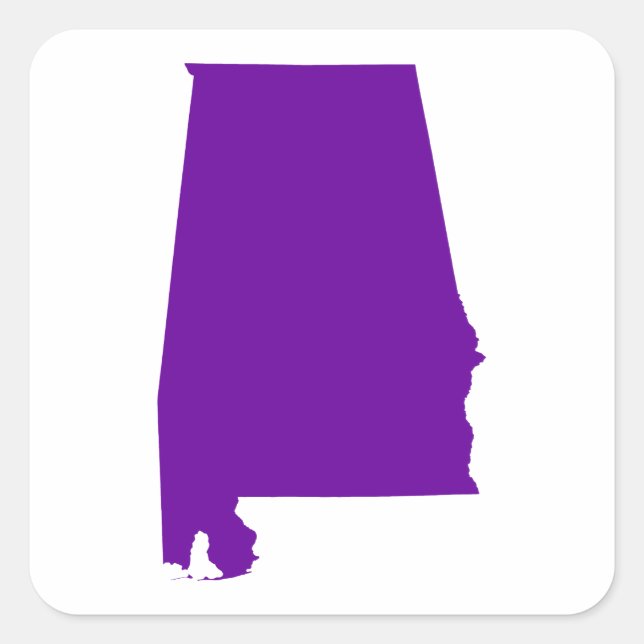 Pegatina Cuadrada Violeta Púrpura Alabama (Anverso)