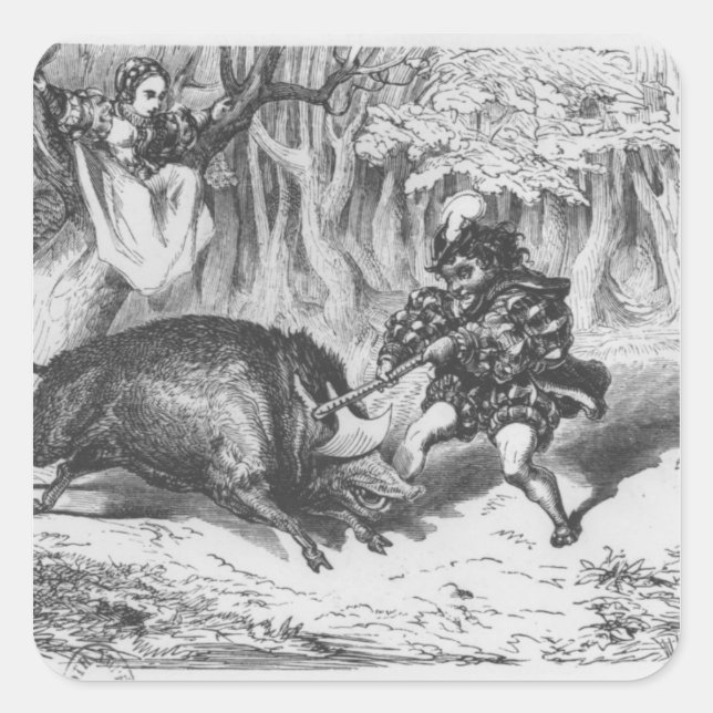 Pegatina Cuadrada Violette y Ourson (Anverso)