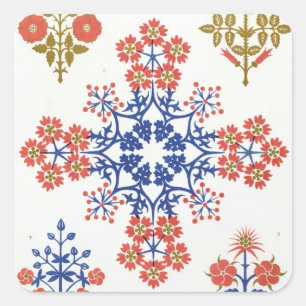 Pegatina Cuadrada Violiet, iris y tulipán, diseño de papel tapiz, pr