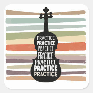 Pegatina Cuadrada violin retro