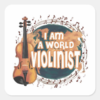 Pegatina Cuadrada violinist world