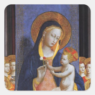 PEGATINA CUADRADA VIRGEN CON NIÑO