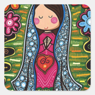 PEGATINA CUADRADA VIRGEN DE GUADALUPE CARICATURA 03 PERSONALIZABLE P
