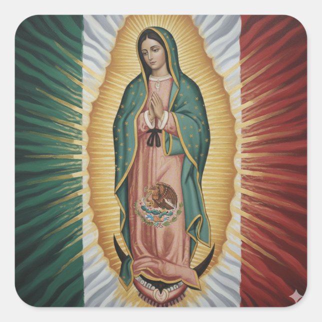 Pegatina Cuadrada Virgen de Guadalupe - México (Anverso)