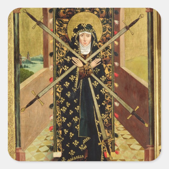 Pegatina Cuadrada Virgen de las siete penas del Altar de la Cúpula,  (Anverso)