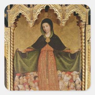 Pegatina Cuadrada Virgen de Misericordia, detalle del centro