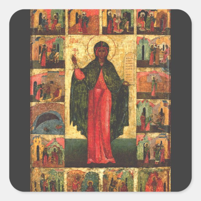 Pegatina Cuadrada Virgen de San Anastasia y mártir (Anverso)