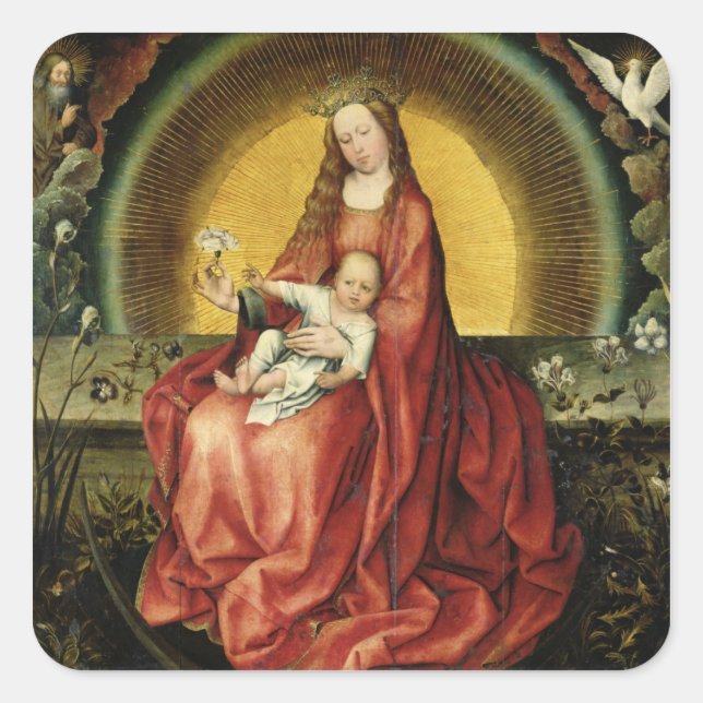 Pegatina Cuadrada Virgen e Niño 2 (Anverso)