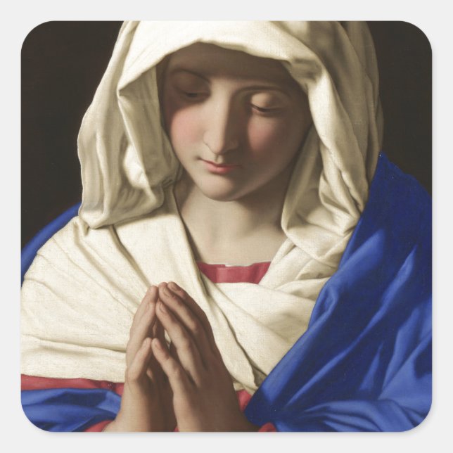 Pegatina Cuadrada Virgen María (Anverso)