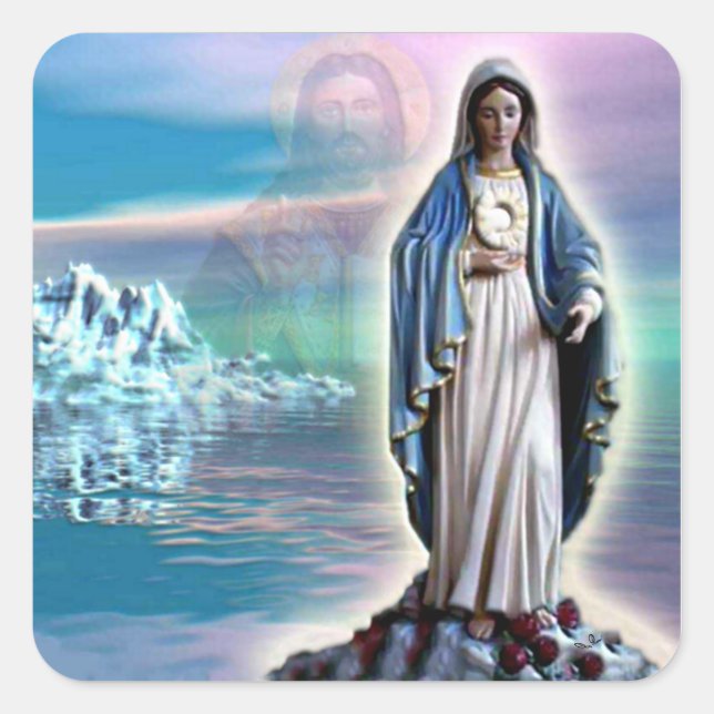 Pegatina Cuadrada Virgen María bendecido - madre de dios (Anverso)