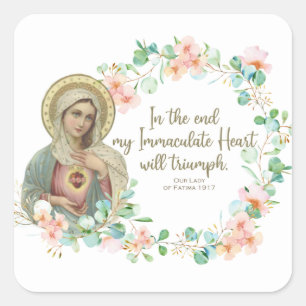 Pegatina Cuadrada Virgen María Fátima Corazón Inmaculado Ucrania Rus
