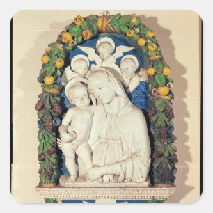 Pegatina Cuadrada Virgen y niño