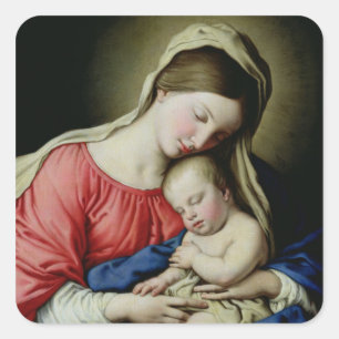 Pegatina Cuadrada Virgen y niño