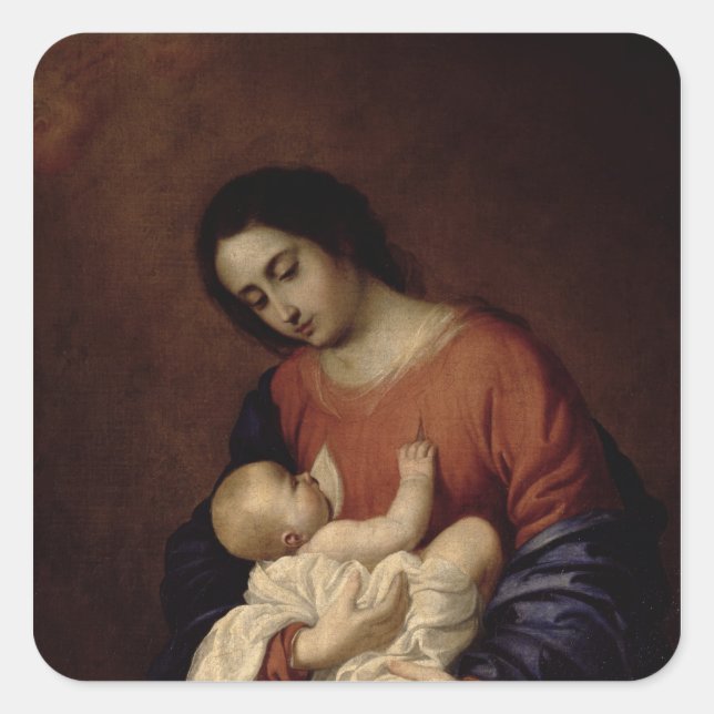 Pegatina Cuadrada Virgen y niño, 1658 (Anverso)