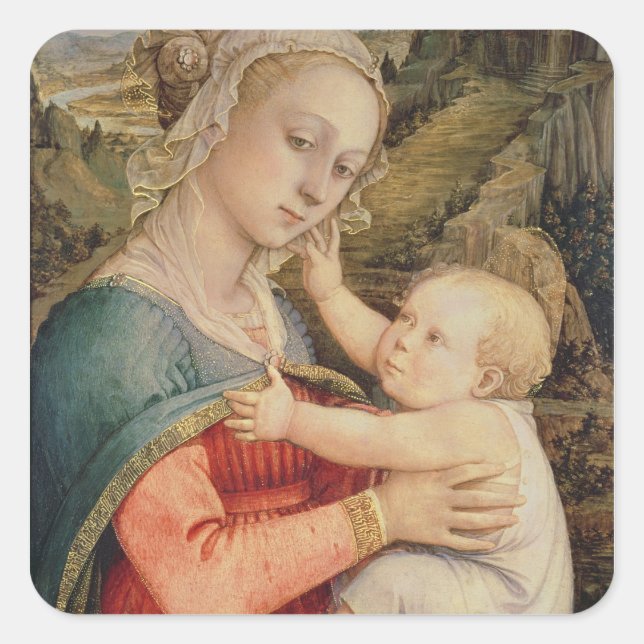 Pegatina Cuadrada Virgen y niño, c.1465 (Anverso)