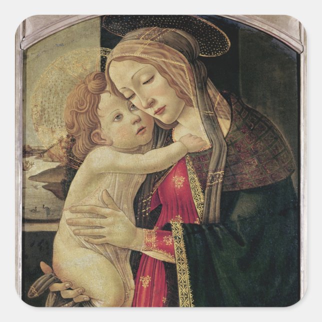Pegatina Cuadrada Virgen y niño, c.1500 (Anverso)