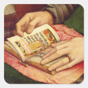 Pegatina Cuadrada Virgen y niño con santos