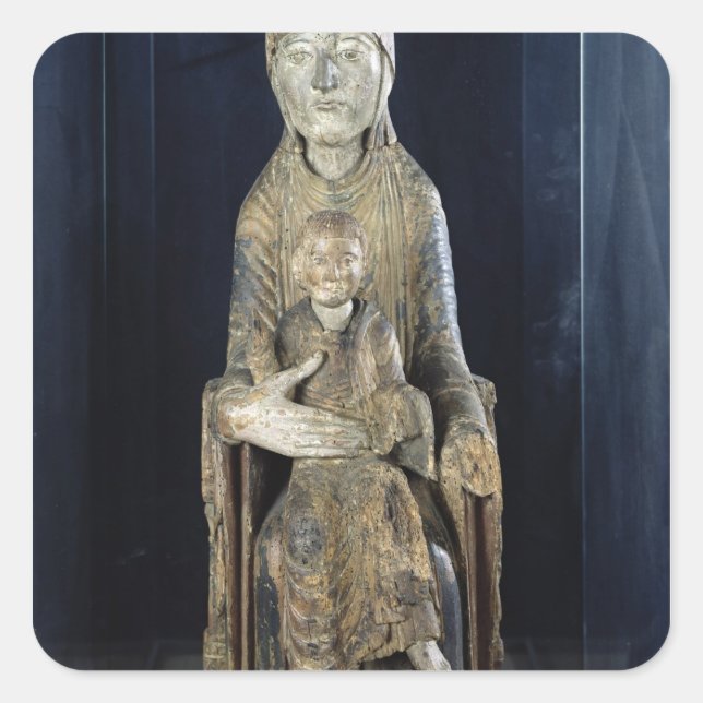Pegatina Cuadrada Virgen y niño en Majesté, de Forez (Anverso)