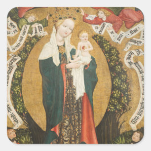 Pegatina Cuadrada Virgen y niño en una luna creciente de Destna