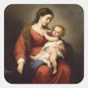 Pegatina Cuadrada Vírgenes y niños