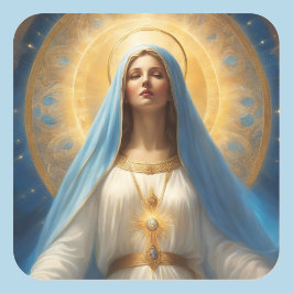 Pegatina Cuadrada Virgin Mary Halo Heavenly Pose Sweet Face
