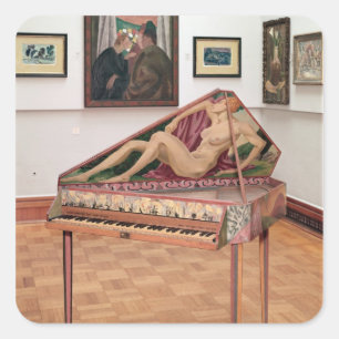 Pegatina Cuadrada Virginals, pintados por la fritada de Rogelio