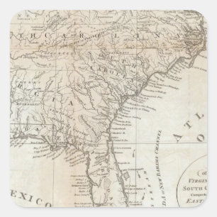 Pegatina Cuadrada Virginia, Carolina del Norte, Carolina del Sur