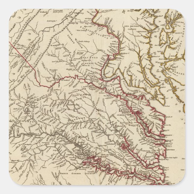 Pegatina Cuadrada Virginia, Maryland (Anverso)