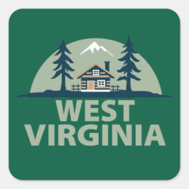 Pegatina Cuadrada Virginia Occidental, Estados Unidos de América