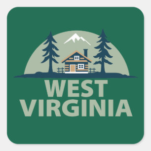 Pegatina Cuadrada Virginia Occidental, Estados Unidos de América