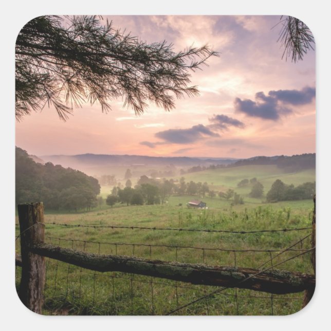 Pegatina Cuadrada Virginia Sunset (Anverso)