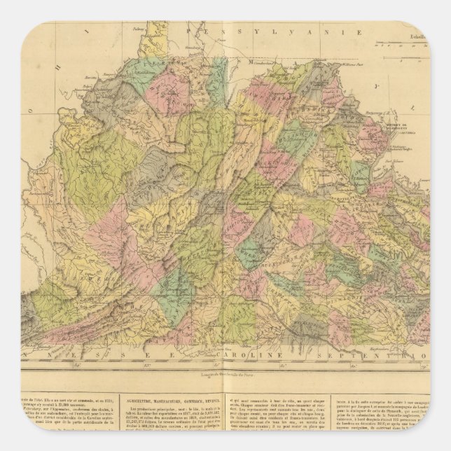 Pegatina Cuadrada Virginia US (Anverso)