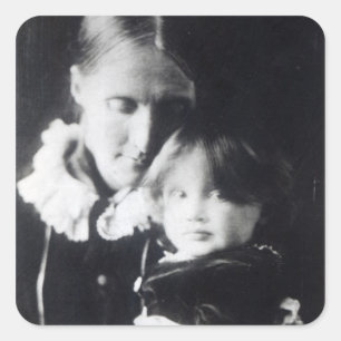 Pegatina Cuadrada Virginia Woolf, con su madre Julia, 1884