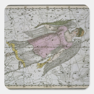 Pegatina Cuadrada Virgo, de 'A Celestial Atlas', pub en 1822 (col.